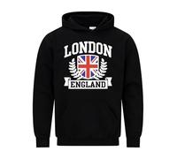 Snapit London England Men's Hoodie Union Jack Souvenir Quality Printed Hooded Top |Flag Culture souvenir Travel Hoodie Jumper| Unisex London Souvenir Sweatshirt for UK Men/Women/Kids Black