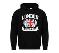 Snapit London England Men's Hoodie Union Jack Souvenir Quality Printed Hooded Top |Flag Culture souvenir Travel Hoodie Jumper| Unisex London Souvenir Sweatshirt for UK Men/Women/Kids Black