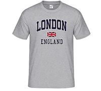 Snapit - London England with Union Jack Souvenir Quality Printed T-Shirt (Grey, M)