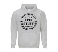 Snapit That's What I Do I Fix Stuff And I Know Things Hoodie-Premium Quality printed Unisex pullover hooded top for UK Men/Women/Kids Mens Printed Hooded Top Sweatshirt White