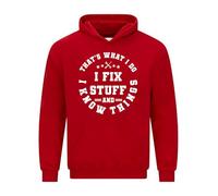 Snapit That's What I Do I Fix Stuff And I Know Things Hoodie-Premium Quality printed Unisex pullover hooded top for UK Men/Women/Kids Mens Printed Hooded Top Sweatshirt Red