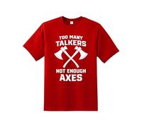Snapit Too Many Talkers - Not Enough Axes Men's T-Shirt | Quality Printed tee Regular Fit Short Sleeve 100% Cotton top for UK Men/Women/Kids, Best Gift Red