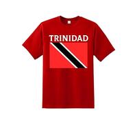Snapit Trinidad Men's T-Shirt, Quality Printed Trinidad and Tobago Flag T-Shirt, Short Sleeve 100% Cotton Top, Best Gift for Caribbean Culture Men/Women/Kids Red