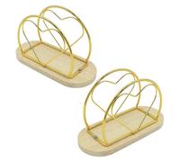 Snaply Heart Napkin Holder, 2 Pack, Gold | Metal and Wood, 15.7cm Base, 10cm Height, 132g Each