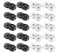 Snaps for Fabric, 20 Sets 1 Inch Snap Buttons for Clothes Metal Sew On Snaps Large Snap Fasteners for Sewing Clothes Jackets DIY Crafts (Black, Silver)