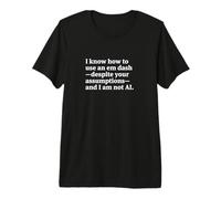 Snarky AI Commentary White Em Dash Typographic Graphic Premium T-Shirt