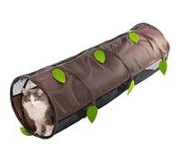 Snarky Pets Cat Tunnel, Collapsible Play Tube with Mesh Windows, Black and Gray with Neon Green Accents