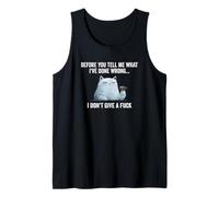 Snarky Sarcastic Cat: I Don't Give A Fuck, Funny Design Tank Top