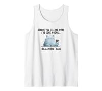 Snarky Sarcastic Cat: I Really Don't Care, Funny Design Tank Top