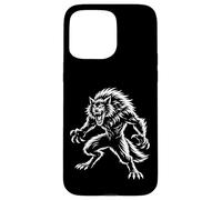 Snarling Werewolf Beast Full-Body Horror Line Art Case for iPhone 15 Pro Max