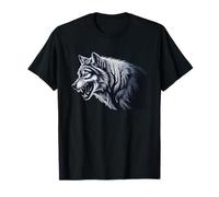 Snarling Wolf Head Forest Trees Nature Spirit Animal Design T-Shirt