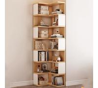Snaweo 5/6/7 Tier Corner Bookshelf, FreeStanding corner shelf, Open Wood display shelf, Corner bookcase Perfect for Living Rooms, Bedrooms and Offices(Wood color,60x60x222.9cm)