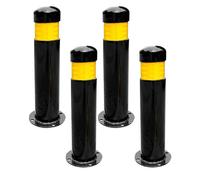 Snaweo Safety Bollard Post, Delineator Post, Security Post With Anchor Bolts & Reflective Stripes, Rustproof Waterproof Driveway Traffic Delineator Posts(75CM 4pcs)