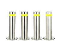 Snaweo Snaweo Stainless Steel Safety Bollard, Delineator Post Reflective Strips and Anchor Bolts, Driveway Traffic Security Bollards, Rustproof Waterproof Driveway Traffic Security(60CM 4pcs)