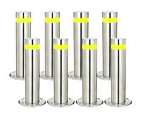 Snaweo Snaweo Stainless Steel Safety Bollard, Delineator Post Reflective Strips and Anchor Bolts, Driveway Traffic Security Bollards, Rustproof Waterproof Driveway Traffic Security(60CM 8pcs)