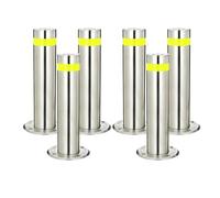 Snaweo Snaweo Stainless Steel Safety Bollard, Delineator Post Reflective Strips and Anchor Bolts, Driveway Traffic Security Bollards, Rustproof Waterproof Driveway Traffic Security(60CM 6pcs)