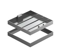 Snaweo Square Stainless Steel Manhole Cover Lid Invisible, Recessed Manhole Cover With Hidden Handles, Heavy Duty Metal Inspection Lid, For Yard Patio Garden, Flush-Fit Design(60x60cm/23.6x23.6in)