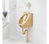 Snaweo Stainless Steel Urinal, Men's Wall Mounted Sensor Urinal with Drain Pipe, Gold Commercial Flushing Urinals, Splash- Toilet for Bars/airports(Color:Floor row C)