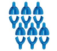 SNAWOP Dental Impression Trays 12PCS Perforated Plastic Holder for Impression Matrials Multi Sizes (6PCS Upper+6PCS Lower L)