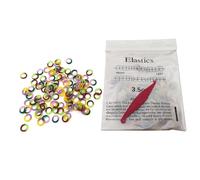 SNAWOP Orthodontic Elastic Rubber Band 3/16" Neon 100PCS Medium 3.5 Ounce Intraoral Teeth Brace Bands with Placer Hook