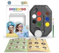 Snazaroo Adventure Face Paint Palette Kit for Kids and Adults, 8 Colours, 11pcs, Brush, Sponge, Guide, Water Based, Easily Washable, Non-Toxic, Makeup, Body Painting and Parties, for Ages 3+
