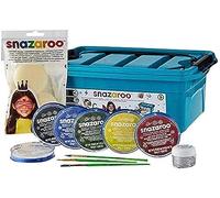Snazaroo Beginner's Make-Up Case, 6 Colours & Glitter Gel with 3 Brushes, 2 Sponges & Make-Up Book