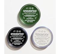 Snazaroo Classic Face and Body Paint 18 ml Professional Water Based, Single Cake Makeup Supplies for Adults, Kids(( Black - White - Green ))
