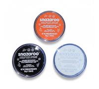 Snazaroo Classic Face and Body Paint 18 ml Professional Water Based, Single Cake Makeup Supplies for Adults, Kids (( Black - White - Orange ))