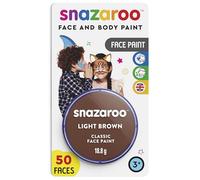 Snazaroo Classic Face and Body Paint for Kids and Adults, Blister Light Brown Colour, Water Based, Easily Washable, Non-Toxic, Makeup, Body Painting for Parties, for Ages 3+