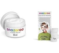 Snazaroo Clown White Creamy Face Paint, 50ml + High Density Make-up Sponges, Set of 4, for Halloween and Parties
