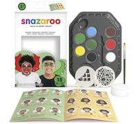 Snazaroo Dragons & Dinosaurs Face Painting Palette Kit for Kids & Adults, 8 Colours, 13pcs, Stencils, Brush, Sponge, Guide, Water Based, Easily