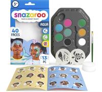 Snazaroo Face Painting Palette Kit - 13 Pieces Guide & Stencils - AQUA