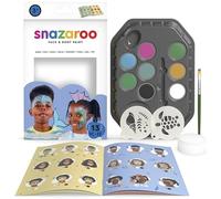 Snazaroo Aqua Face Painting Palette Kit for Kids & Adults, 8 Colours, 13pcs, Stencils, Brush, Sponge, Guide, Water Based, Easily Washable, Non-Toxic, Makeup, Body Painting & Parties