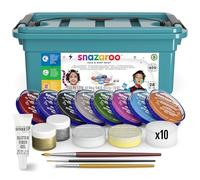 Snazaroo Face Painters Kit for Kids & Adults, 28 Pieces, 10 Colours, Brushes, Glitter Gels, Sponges, Guide, Water Based, Easily Washable, Makeup, Body Painting