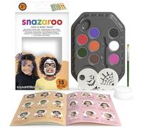 Snazaroo Halloween Face Painting Palette Kit for Kids & Adults, 8 Colours, 13pcs, Stencils, Brush, Sponge, Guide, Water Based, Easily Washable, Non-To