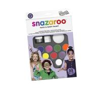 Snazaroo Ultimate Party Pack Face Paint Palette Kit for Kids and Adults, 8 Colours, 11pcs, Brush, Sponge, Guide, Water Based, Easily Washable, Non-Toxic, Makeup, Body Painting and Parties, for Ages 3+