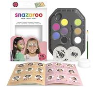 Unicorns & Butterflies Face Painting Palette Kit for Kids & Adults, 8 Colours, 13pcs, Stencils, Brush, Sponge, Guide, Water Based, Easily Washable,
