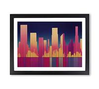 Snazzy Abstract City Skyline Framed Print | A4 Black Framed Wall Art | Ready to Hang | Abstract Cityscape Picture | Living Room Bedroom Lounge Office