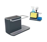 SNBBGT Kitchen Sink Organizer, Sink Cleaning Non-Slip Organizer with Countertop Sponge Holder and Rag Holder, 2 Compartment, Anthracite Grey and White