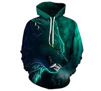 Snbidmk Men's Wolf Pattern Long Sleeve Personality Hoodies Sweatshirt Pullover with Pocket