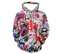 Snbidmk Unisex Novelty Graffiti Hoodies 3D Printed Cool Aesthetic Pullover Hoodie Pocket