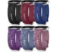 SNBLK 6 Pack Floral Engraved Bands Compatible with Samsung Galaxy Watch 8 Band 40mm 44mm/Galaxy Watch 8 Classic Band 46mm, Flower Silicone Sport Breathable Strap for Galaxy Watch 8 Bands for Women Men