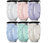 SNBLK Floral Engraved Bands Compatible with Samsung Galaxy Watch 8 Classic band 46mm/Galaxy Watch 8 Band 40mm 44mm, 6 Pack Flower Silicone Sport Waterproof Strap for SmartWatch Bands for Women Men