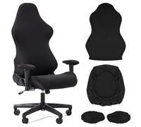 SNBUHA 4 Pieces Protective Cover for Gaming Chair, Stretchable, Removable, Washable, Scratch Resistant Covers Office Chair Cover Set for Computer Chairs Armchairs Swivelchairs(Black)