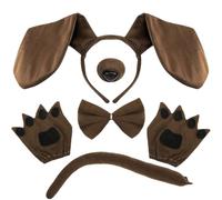 SNBUHA 5 Pieces Puppy Dog Costume Set, Animal Costume Accessories, Include Dachshund Hairband Nose Tail Gloves Bowtie, Unisex, for Adult Cosplay Christmas Animal Theme Party Birthday
