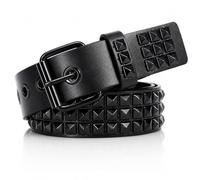 SNCEAW Studded Belt, Metal Punk Rock Rivet belt with Bright Pyramid Studded for Women Men, Luxury Black, Fit Pant 45-50 inch