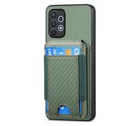 SNCLET Anti-drop Cover for Samsung Galaxy A32 4G Case with Credit Cards Slots Built in Multi Angle Iron Frame Freely Stand Function Carbon Fiber TPU Protection Case for Samsung Galaxy A32 4G,Green