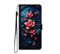 SNCLET Bumper Cover for Redmi Note 7 Wallet Cases Flip Wallet Case, Foldable Stand Cover with Red Totem Flower Pattern Design PU Leather Silicone inner Shell Protective for Redmi Note 7