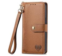 SNCLET Case for Realme GT 6T Phone Case Love Pattern Zipper Pocket PU Leather Handbag Folio Cover with Magnetic Closure Kickstand Card Slots Slim Phone Cover for Realme GT 6T,Brown