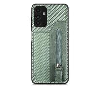 SNCLET Case for Samsung Galaxy A13 5G Case with Zipper Pocket Case Wallet Cover Flip Wallet Case Credit Cards Slots with Stand Magnetic Protection Carbon Fiber Phone Cases for Galaxy A13 5G,Green